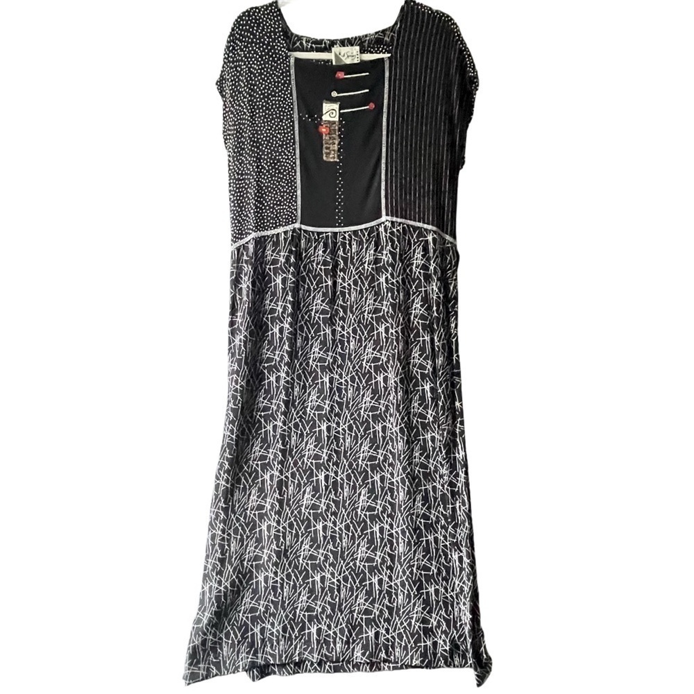 Vintage Y2K KD Spring Lagenlook Polka Dot Maxi Dress Medium